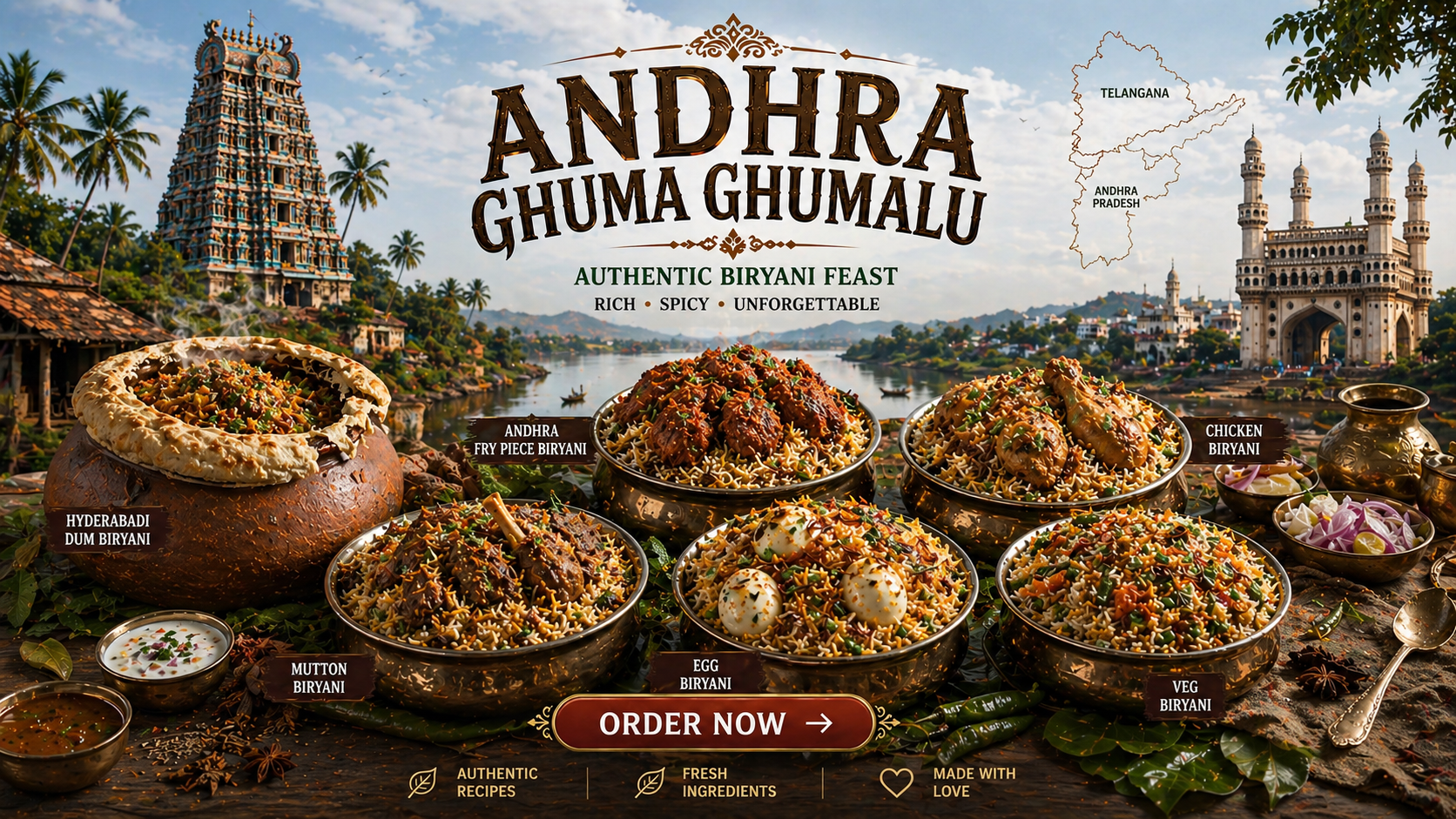 Andhra Ghumaghumalu Authentic Biryani Feast